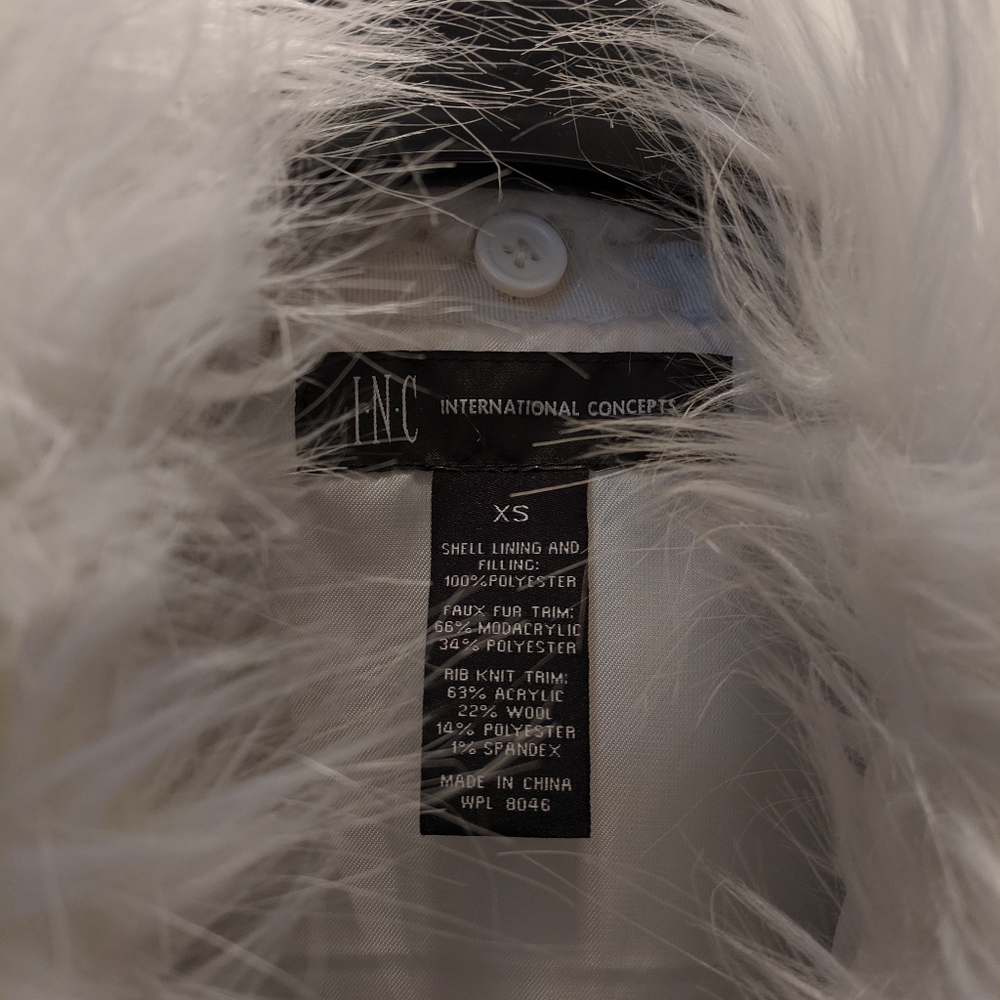 INC White Faux fur jacket - Picture 3 of 4
